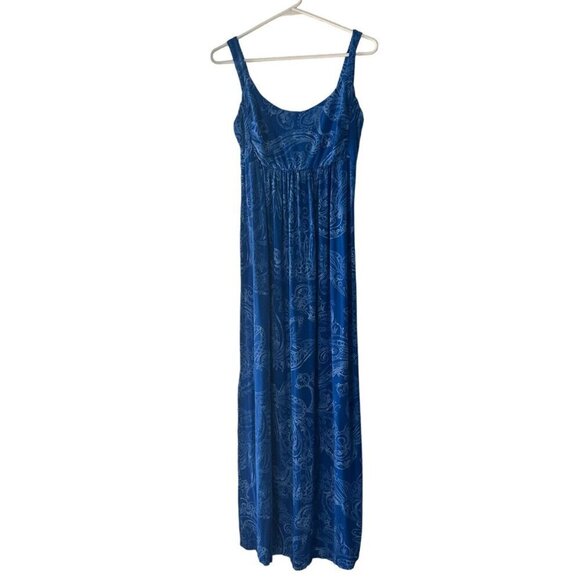 Fresh Produce Maxi Dress Women's Blue Smocked Paisley Print Size Small - Picture 1 of 11